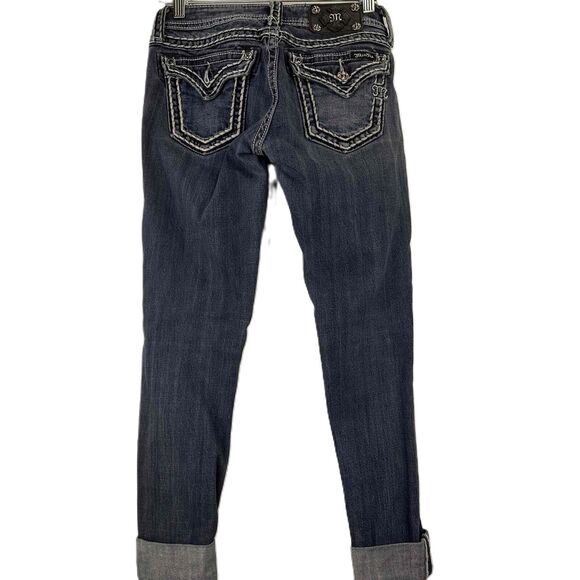 Miss Me Blue Distressed Faded Cuffed Women's Skinny Jeans Size 26 - Picture 5 of 8